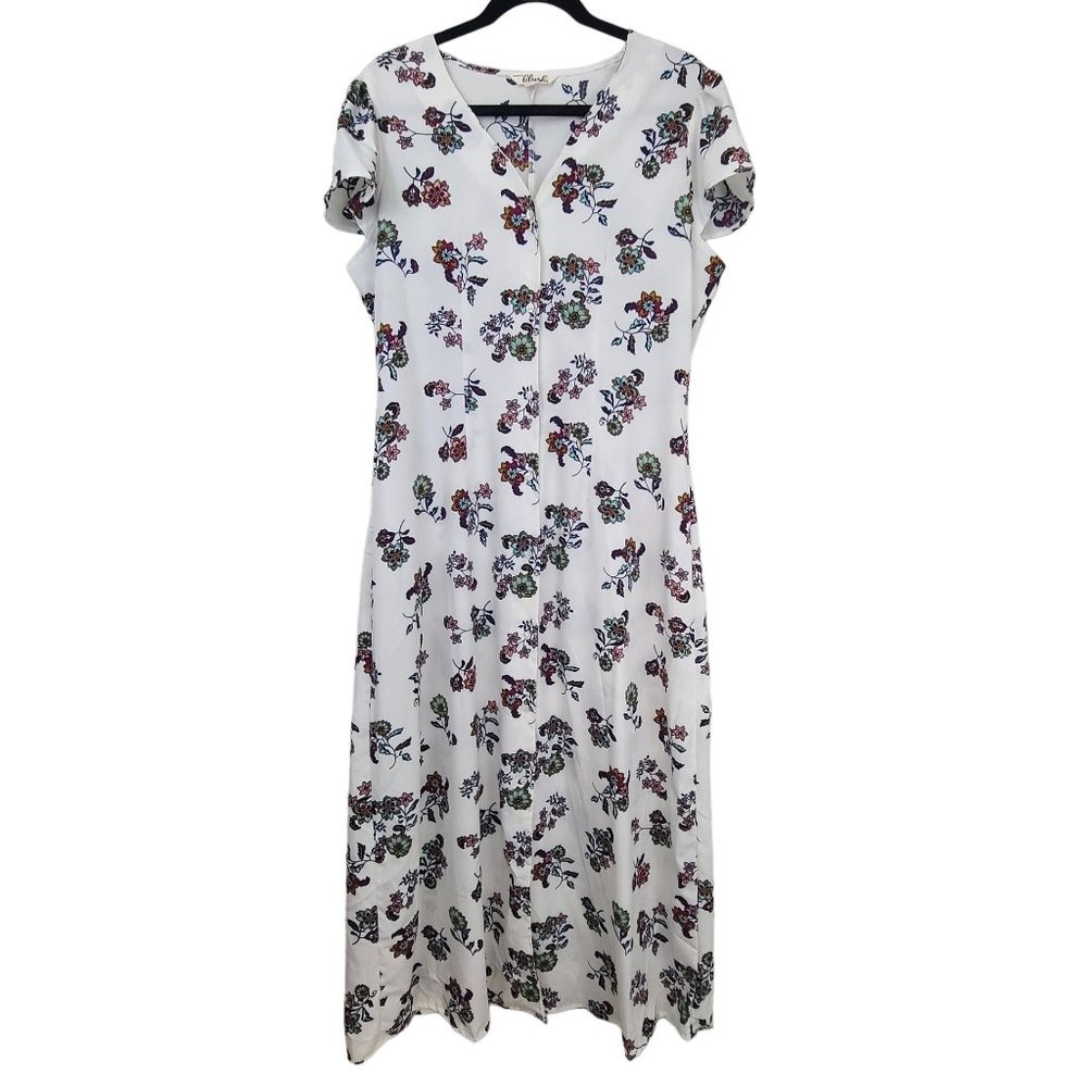 Mint Of Blush Womens Long Dress Size XL Flowers White Short Sleeve Summer